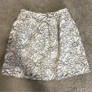 Buttons Black and White Floral Mini Skirt
